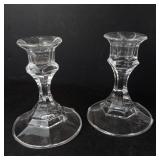 Crystal Glass Candlestick Set - 4 Pieces with Faceted Bases