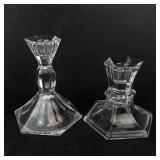 Crystal Glass Candlestick Set - 4 Pieces with Faceted Bases
