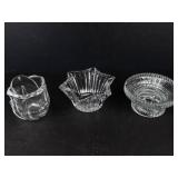 Clear Glass Candle Holders - 3 Unique, Non-Matching Pieces