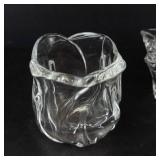 Clear Glass Candle Holders - 3 Unique, Non-Matching Pieces