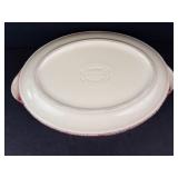 Longaberger Paprika Oval Baking Dish (ACO) & Johnson Bros Fruit Sampler Old Granite Oval Platter