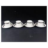 Remington Fine China Demitasse Cups & Saucers - Red Sea - 4-Piece Set