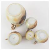 Enesco Porcelain Miniature Pitchers & Sugar Bowl (Lot of 5) - Fruit Design w/ Gold Trim