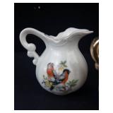 Vintage Porcelain Miniature Pitcher Set - 3-Piece Bird & Pheasant Motifs