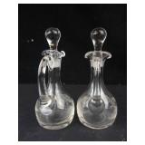 Vintage Clear Glass Cruets - Etched Leaf Pattern (Lot of 3)