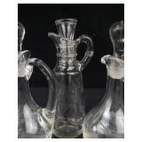Vintage Clear Glass Cruets - Etched Leaf Pattern (Lot of 3)