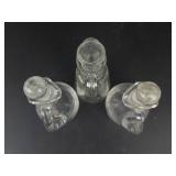 Vintage Clear Glass Cruets - Etched Leaf Pattern (Lot of 3)