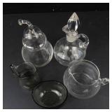 Clear Glassware Set - 5-Piece Cruet, Tinted Bowl, Creamer, Pear-Shaped Sugar Bowl & Pitcher