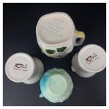 Rivera Caribe Pitcher & Creamer - Avon Jadeite Milk Glass Pitcher - Blue Ridge Betty Creamer