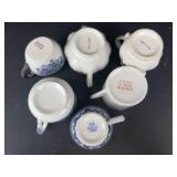 Miniature Japanese Blue & White Porcelain Teacups - Made in Japan (Lot of 9)