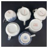 Miniature Japanese Blue & White Porcelain Teacups - Made in Japan (Lot of 9)