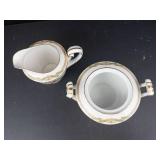Fuji China Japan Floral Sugar Bowl With Twin Handles & Matching Creamer - Gold Trim - Vintage Porcelain