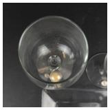 Wine Glass Set - 2 Clear Glasses & Square Snack Plate with Cabochon Accents