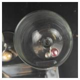 Wine Glass Set - 2 Clear Glasses & Square Snack Plate with Cabochon Accents