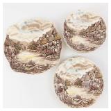 Village Scene Transferware Teacups & Plates Set