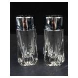 Anchor Hocking Drop Pattern Salt & Pepper Shakers - Pressed Glass with Chrome Lids (Lot of 2)