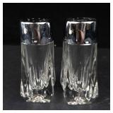 Anchor Hocking Drop Pattern Salt & Pepper Shakers - Pressed Glass with Chrome Lids (Lot of 2)