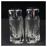 Anchor Hocking Drop Pattern Salt & Pepper Shakers - Pressed Glass with Chrome Lids (Lot of 2)