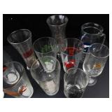 Assorted Beer Glasses With Brewery Logos - Guinness, Bass, Würzburger Hofbräu, Southwark Old Stout