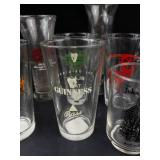 Assorted Beer Glasses With Brewery Logos - Guinness, Bass, Würzburger Hofbräu, Southwark Old Stout