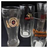 Assorted Beer Glasses With Brewery Logos - Guinness, Bass, Würzburger Hofbräu, Southwark Old Stout