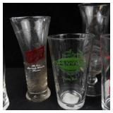 Assorted Beer Glasses With Brewery Logos - Guinness, Bass, Würzburger Hofbräu, Southwark Old Stout