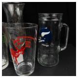 Assorted Beer Glasses With Brewery Logos - Guinness, Bass, Würzburger Hofbräu, Southwark Old Stout