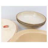 Buffalo China Serving Bowl, Dansk Plate, Universal Pottery Divided Plate, Sango Bowls (Lot of 5)