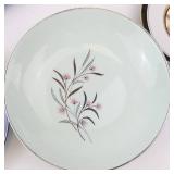 Five Vintage Plates: Noritake Mountain, Veasey Oval, Oldsmobile Runabout, Chokin, Strawflower