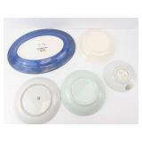 Five Vintage Plates: Noritake Mountain, Veasey Oval, Oldsmobile Runabout, Chokin, Strawflower