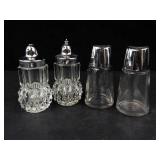 Vintage Crystal Salt Shaker Set With Silver Tops & Clear Glass Pepper Shakers (4-Piece)