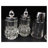 Vintage Crystal Salt Shaker Set With Silver Tops & Clear Glass Pepper Shakers (4-Piece)