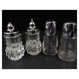 Vintage Crystal Salt Shaker Set With Silver Tops & Clear Glass Pepper Shakers (4-Piece)