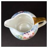 Porcelain Creamer & Lidded Sugar Bowl Set - Floral Roses, Gold Trim, Germany