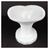 Milk Glass Vase - Scalloped Rim, Ribbed Neck, Floral Starburst Pattern