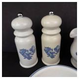Delft Blue & White Ceramic Dinnerware Set - 5-Piece with Salt & Pepper Shakers, Creamer, Sugar Jar, Bowl