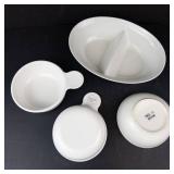 White Ceramic Bowls & Divided Serving Dish - Assorted Kitchenware