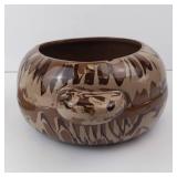 Handmade Ceramic Lidded Pot - Brown & Tan Swirl Glaze
