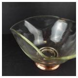 Princess House Crystal Salad Bowl on Copper Pedestal Base - Mid-Century Modern