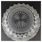 Crystal Cut Glass Bowl - Sunburst Center Pattern, Diamond-Cut Sides