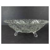 Anchor Hocking Stars & Bars 1000-Line Footed Glass Bowl - Vintage