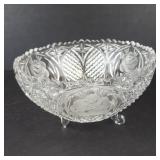 Crystal Glass Bowl - 8 in Diameter - Cut-Glass Pattern (Broken)