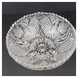 Crystal Glass Bowl - 8 in Diameter - Cut-Glass Pattern (Broken)