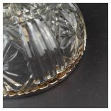 Crystal Glass Bowl - Starburst Pattern, Silver Plated Rim, 9-Inch Diameter