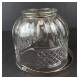 Vintage Glass Ice Bucket - Diamond-Pattern Texture with Metal Swing Handle