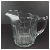 Pitcher - Vintage pressed glass with fluted panels and scalloped rim