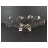 Cambridge Glass Co. 1930s 4-Toed Fancy Ruffle Centerpiece Bowl