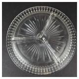 Divided 3-Section Glass Plate - Starburst Center, Dotted Rim