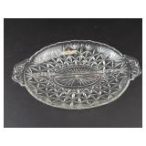 Anchor Hocking Vintage Divided Oval Relish Dish - Pressed Glass Star Pattern