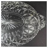 Anchor Hocking Vintage Divided Oval Relish Dish - Pressed Glass Star Pattern